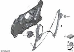 DOOR WINDOW LIFTING MECHANISM FRONT diagram for BMW 8 Series F93 M8 Gran Coupe M8