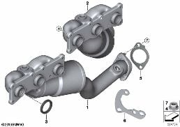 EXHAUST MANIFOLD WITH CATALYST diagram for BMW Z4 E85 3.0si
