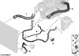 냉각시스템-냉각수 호스 diagram for BMW X5 F15 25d