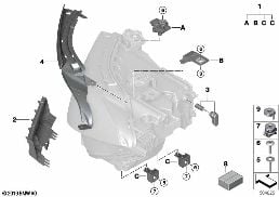 SINGLE COMPONENTS FOR HEADLIGHT diagram for BMW 8 Series G16 Gran Coupé 840dX