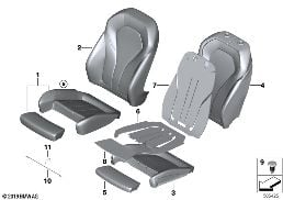 SEAT, FRONT, UPHLSTRY, COVER, SPORT SEAT diagram for BMW 5 Series G30 530e
