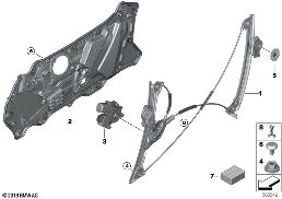 DOOR WINDOW LIFTING MECHANISM FRONT diagram for BMW 8 Series G14 Convertible 840dX