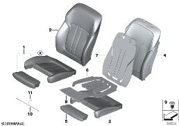 SEAT FRONT, UPHLSTRY/COVER, COMFORT SEAT diagram for BMW 5 Series G30 530e