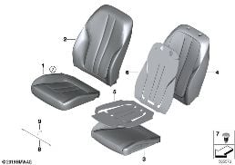 SEAT FRONT, UPHOLSTERY & COVER BASE SEAT diagram for BMW 5 Series G30 530e