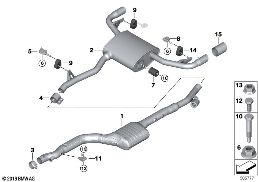Abgasanlage hinten diagram for BMW X3 G01 LCI 20dX