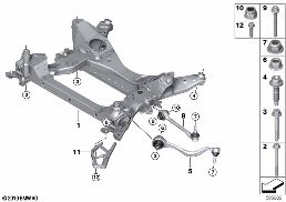 ส่วนรับช่วงล่างหน้า ปีกนก/คันส่งแบบพับ diagram for BMW X3 G08 LCI 30iX