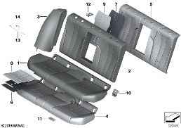 SEAT REAR, UPHOLSTERY & COVER BASE SEAT diagram for BMW 5 Series G30 530e