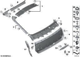 TRUNK LID TRIM PANEL diagram for BMW X6 M F96 X6 M