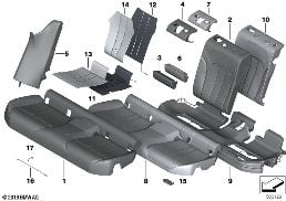 SEAT, REAR, UPHOLSTERY AND COVER diagram for BMW 6 Series G32 GT 630d