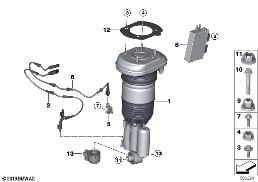 AIR SPRING STRUT, REAR/CONTROL UNITS diagram for BMW 6 Series G32 GT 620dX