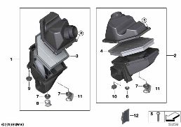 Tlumič hluku sání/vložka filtru diagram for BMW 8 Series G14 Cabrio M850iX