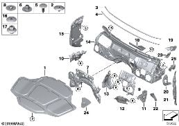 SOUND INSULATING FRONT diagram for BMW 5 Series G30 LCI 530d