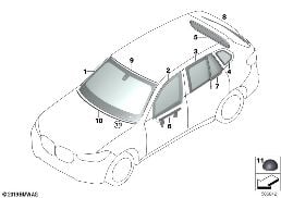 GLAZING diagram for BMW X5 G05 LCI M60iX