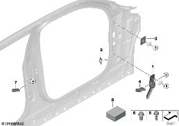 Pancéřování závěsu A sloupku diagram for BMW X5 G05 M50iX
