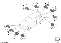Park Distance Control (PDC) diagram for BMW X5 M F95 X5 M