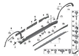 Afdeklijst dorpel / wielkuip diagram for BMW X1L F49 LCI X1 25Li