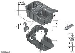 OIL PAN/OIL LEVEL INDICATOR diagram for BMW 2 Series F46 Gran Tourer 218i