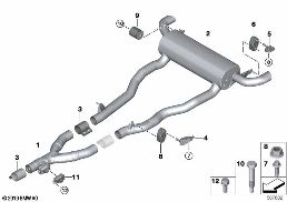 Układ wydechowy tylny diagram for BMW 7 Series G12 LCI 740LdX