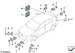PARK DISTANCE CONTROL (PDC) diagram for BMW X2 F39 20i