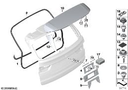 Montaj parçaları, bagaj kapağı diagram for BMW X5 F15 35iX