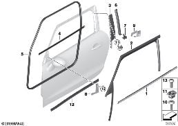 TRIM AND SEALS FOR DOOR, FRONT