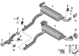 배기시스템, 뒤 diagram for BMW 5 Series G30 530d