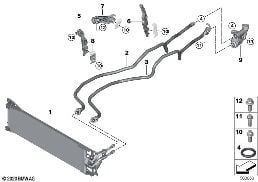 Radiateur huile BV/conduite rad. huile diagram for BMW X5 G05 40iX