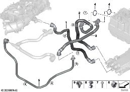 COOLING CIRCUIT, E-MOTOR ELECTRONICS diagram for BMW 3 Series G20 Sedan LCI 330e
