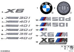 EMBLEMS / LETTERINGS diagram for BMW X6 M F96 X6 M