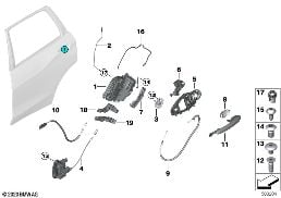 上锁系统 车门 后部 diagram for BMW X5 G05 40iX
