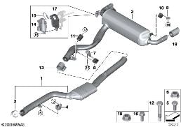 EXHAUST SYSTEM, REAR diagram for BMW 3 Series G20 Sedan 330i