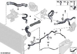 Węże płynu chłodzącego układu chłodzenia diagram for BMW 7 Series G12 LCI 740LdX
