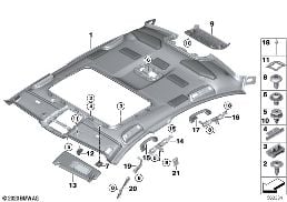 Techo interior diagram for BMW 5 Series G30 530dX