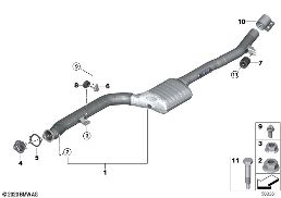 Katalysator/främre ljuddaempare diagram for BMW X3 G01 LCI 30dX