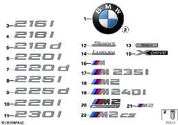 EMBLEMS / LETTERINGS diagram for BMW 2 Series F22 228i