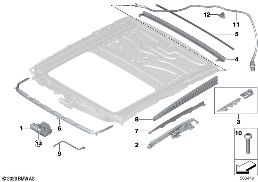 Schiebehebedach Anbauteile diagram for BMW X6 F16 28iX