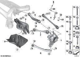 REAR AXLE SUPPORT/WHEEL SUSPENSION diagram for BMW 3 Series G21 Touring 320i
