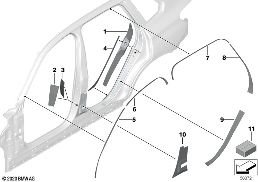 Vnější pancéřování sloupků diagram for BMW X5 G05 M50iX