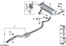 Система выпуска ОГ Зд diagram for BMW 3 Series G21 Tуринг LCI 330e