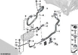 Koelmiddelleiding diagram for BMW 7 Series G11 LCI 740dX