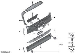 Verkleidung Heckklappe diagram for BMW X7 G07 LCI 40iX
