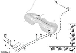 FUEL PIPE AND MOUNTING PARTS diagram for BMW 4 Series G26 Gran Coupé 420i