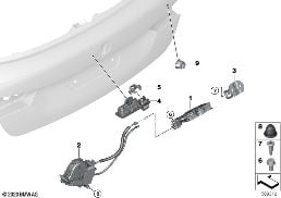 Sistema di chiusura cofano posteriore diagram for BMW 1 Series F40 116d