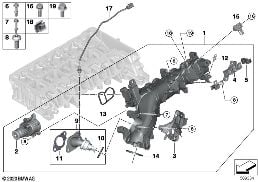 INTAKE MANIFOLD AGR WITH FLAP CONTROL diagram for BMW 3 Series G20 Sedan 320dX