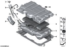 Benzinetank/aanbouwdelen diagram for BMW 5 Series G31 Touring LCI 530e