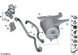 Actieve koolstoffilter/benzineventilatie diagram for BMW 5 Series G31 Touring LCI 530e