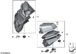 Aanzuiggeluidsdemper / Filterelement diagram for BMW 3 Series G80 M3 LCI M3 Competition