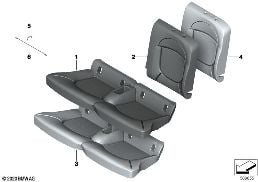 SEAT, REAR, UPHOLSTERY AND COVER