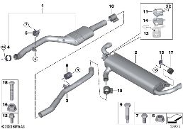Система выпуска ОГ Зд diagram for BMW X5 G05 30iX