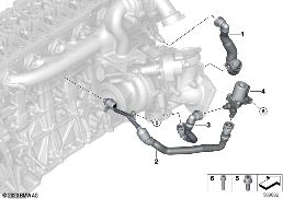 ENGINE COOLING SYSTEM EXHAUST TURBO. diagram for BMW 4 Series G26 Gran Coupé 430dX